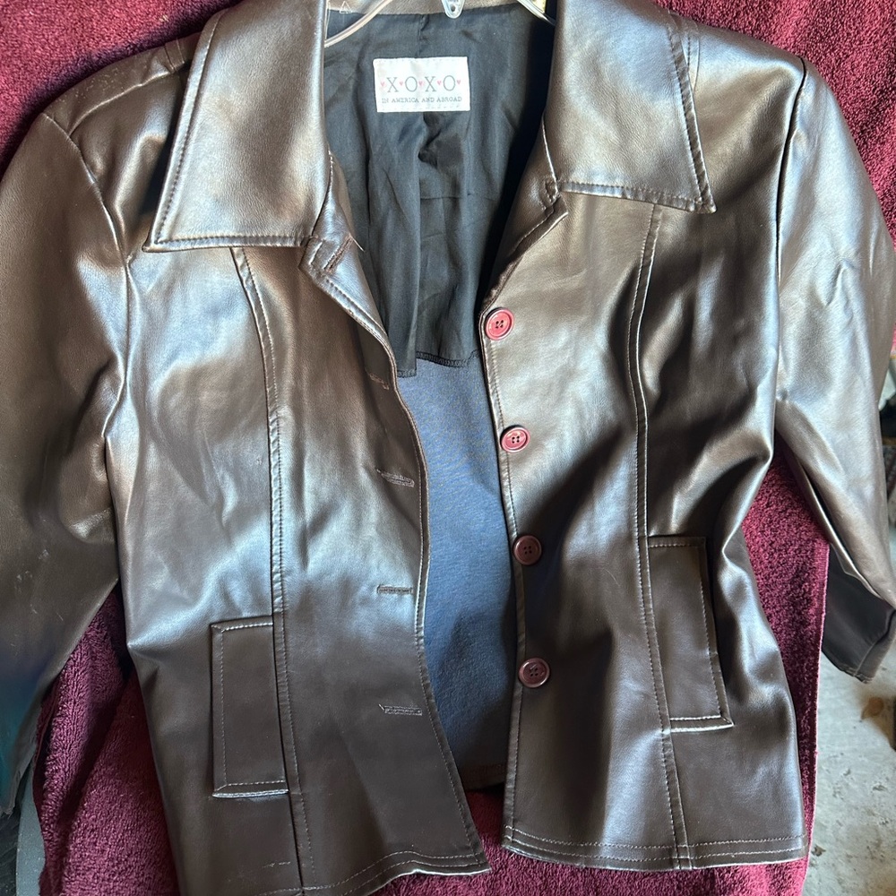 XOXO Women's Chocolate Leather Jacket